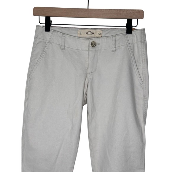 NEW Hollister Low Rise Chino Pants Ivory SZ 24 0 Soft Cotton Preppy Y2K 90s NWT - Picture 3 of 6